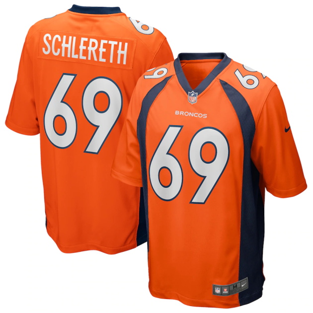 mens nike mark schlereth orange denver broncos game retired player jersey